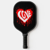 Liefde Retro Rood Hart Valentijn Wit Tekst Pickleball Paddle (Voorkant)