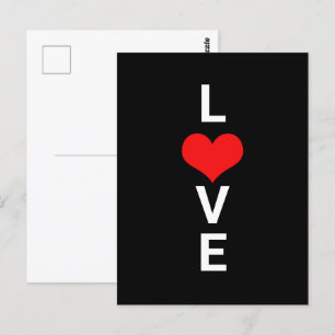Liefde Rode Hart Schattig Valentijnsdag Wit Zwart  Briefkaart