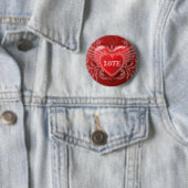 Liefde rode hartslag ronde button 5,7 cm (In situ)