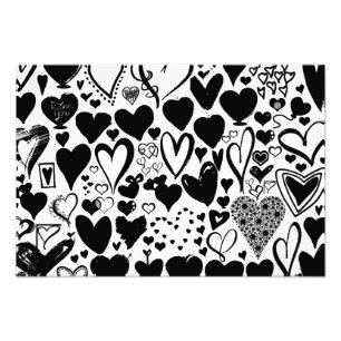 Liefde, Romance, hart - zwart wit Foto Afdruk