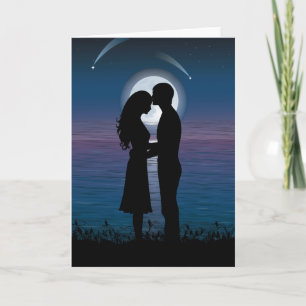 Liefde Romance Silhouette Couple op het meer aan d Kaart
