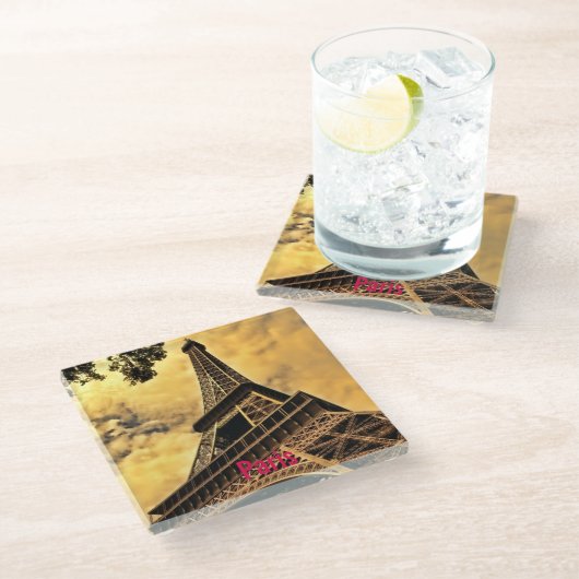 Liefde & Romance Stad van Paris Eiffeltoren Frankr Glazen Onderzetter (Schuin)