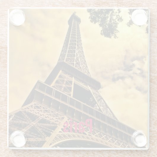 Liefde & Romance Stad van Paris Eiffeltoren Frankr Glazen Onderzetter (Achterkant)