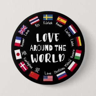 Liefde Rond de Wereld Talen Ronde Button 7,6 Cm