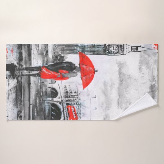 Liefde rood en grijs - paraplu badhanddoek (Badhanddoek)
