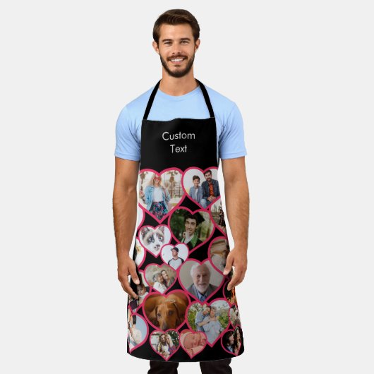 Liefde Rood Hart | Aangepaste 20 foto's Collage & Schort (Gedragen)
