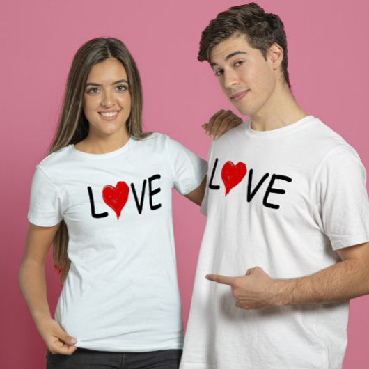Liefde rood hart typografie t-shirt
