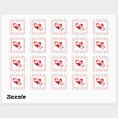 Liefde Rood-marmer Heart Valentijn Square Sticker (Vel)