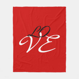 Liefde Rood Wit Zwart Kleur Calligrafie Schrift Fleece Deken