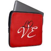 Liefde Rood Wit Zwart Kleur Calligrafie Schrift Laptop Sleeve (Voorkant Rechts)