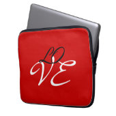 Liefde Rood Wit Zwart Kleur Calligrafie Schrift Laptop Sleeve (Voorkant Links)