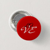 Liefde Rood Wit Zwart Kleur Kalligrafie Schrift Ronde Button 3,2 Cm (Voorkant /achterkant)