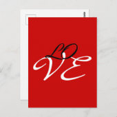 Liefde Rood Wit Zwart Kleur Kalligrafie Script Briefkaart (Voorkant / Achterkant)