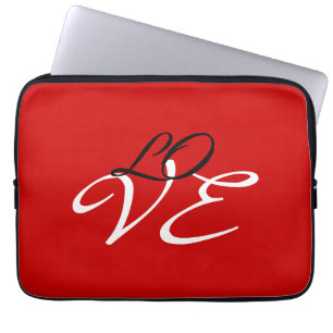 Liefde Rood Wit Zwart Kleur Kalligrafie Script Laptop Sleeve
