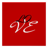 Liefde Rood Wit Zwart Kleur Kalligrafie Script Perfect Poster (Voorkant)