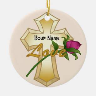 Liefde Roos Christelijk Kruis Ornament