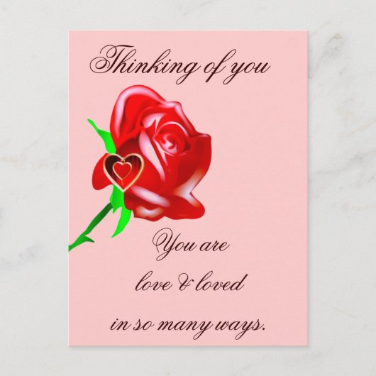 Liefde-Roos en hart_ Briefkaart (Voorkant)