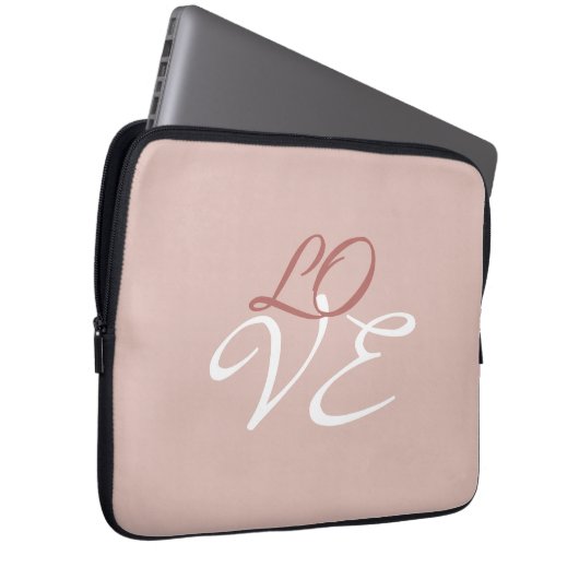 Liefde Roos Gouden Kleur Kalligrafie Script Laptop Sleeve (Voorkant Rechts)