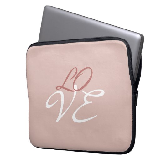 Liefde Roos Gouden Kleur Kalligrafie Script Laptop Sleeve (Voorkant Links)
