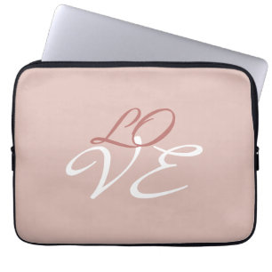 Liefde Roos Gouden Kleur Kalligrafie Script Laptop Sleeve