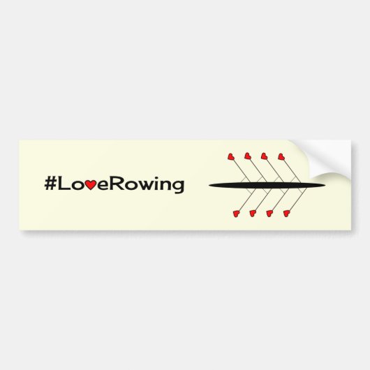 Liefde rowing en boot bumpersticker (Voorkant)