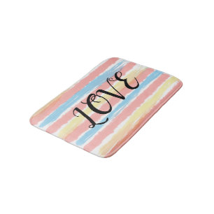 Liefde Roze Blauw Geel Aquarel Strepen  Badmat
