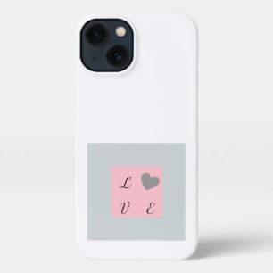 Liefde Roze en Grijs Vierkant Patroon iPhone 13 Hoesje