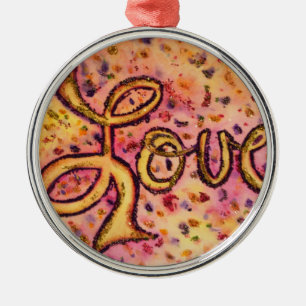 Liefde Roze Glamoureuze Glitter Woord Kunst Orname Metalen Ornament