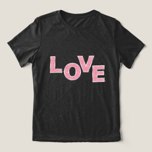 Liefde Roze Glitters Tri-Blend Shirt (Design voorkant)