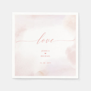 Liefde Roze Hart & Aquarel Trouwservet Servet