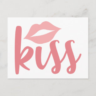 Liefde Roze Lippenstift Kus Huwelijk Jubileum Briefkaart