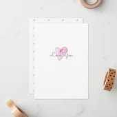 Liefde roze Waterverf Notitiekaartje (Voorkant / Achterkant in situ)