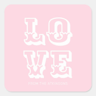 Liefde roze wit modern leuk typografie op maat vierkante sticker