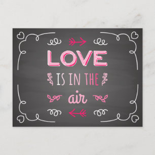Liefde Roze & Zwart Krijtbord Huwelijk Briefkaart