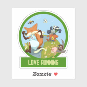 Liefde Running Funny Woodland Animal Race Cartoon Sticker