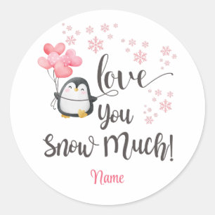 Liefde - Schattigee Valentijn Pinguïn Gepersonalis Ronde Sticker