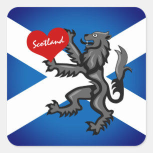 Liefde Schotland, Rampant, Hart & Schotse Vlag Vierkante Sticker