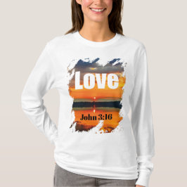 Liefde Schrift Gluierende Zonsondergang Boven Wate T-shirt