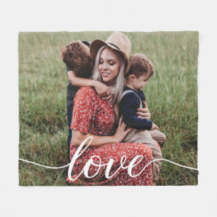 "Liefde" Script gepersonaliseerde familie foto dek Fleece Deken