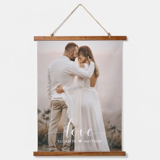 Liefde Script Handgeschreven persoonlijke bruiloft Hangend Wandkleed (Voorkant)
