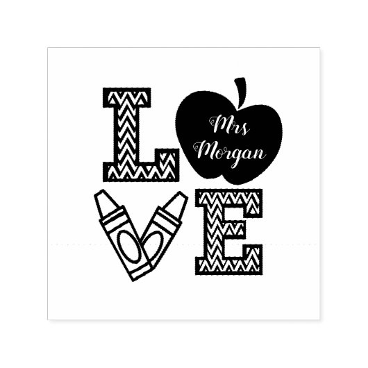 Liefde script monogram leraar Rubber Stamp Zelfinktende Stempel (Design)