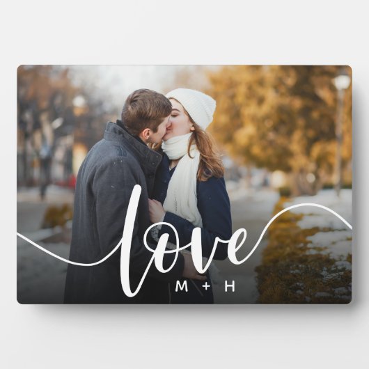 Liefde Script Overlay Couples - Aangepaste foto Fotoplaat (voorkant)