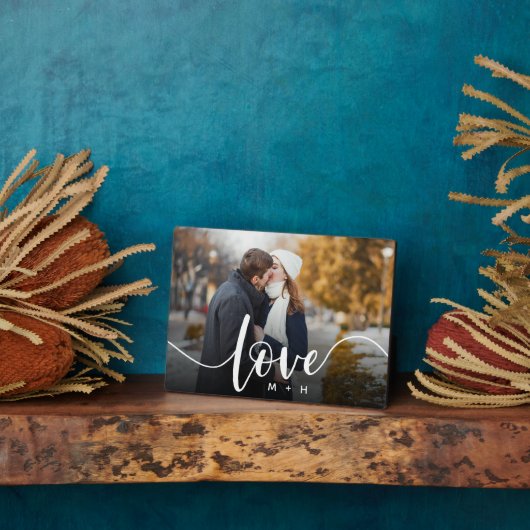 Liefde Script Overlay Couples - Aangepaste foto Fotoplaat (Zijkant)