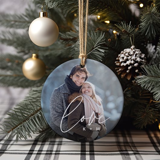 Liefde Script Overlay Foto's & Initialen Keramisch Ornament