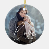 Liefde Script Overlay Foto's & Initialen Keramisch Ornament (Voorkant)