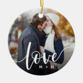 Liefde Script Overlay Foto's & Initialen Keramisch Ornament (Voorkant)