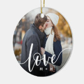 Liefde Script Overlay Foto's & Initialen Keramisch Ornament (Links)