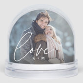 Liefde Script Overlay koppels Foto's & Initialen Sneeuwbol (Voorkant)