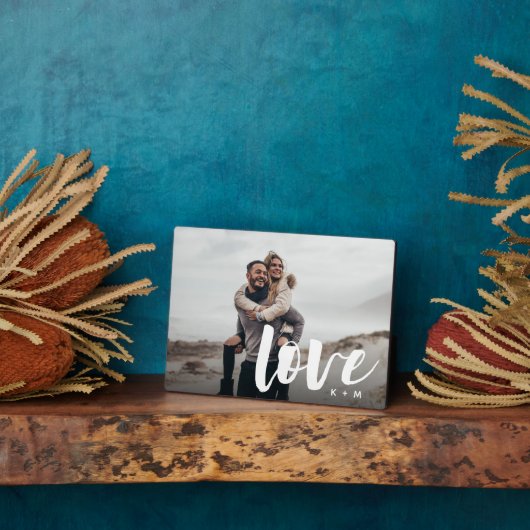 Liefde Script Overlay Personalized Couples Fotoplaat (Zijkant)