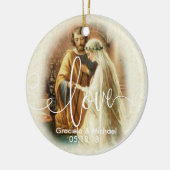 Liefde Script Overlay | Weddenschap-bruidegom Keramisch Ornament (Links)